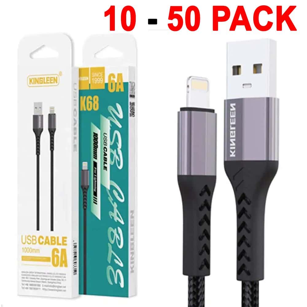 10X 20X 50X KINGLEEN (K68) 1M 6A Fast Charging High Quality Lightning Data Sync Cable Cord For Apple iPhone iPad iPod 10X 20X 50X KINGLEEN (K68) 1M 6A Fast Charging High Quality Lightning Data Sync Cable Cord For Apple iPhone iPad iPod